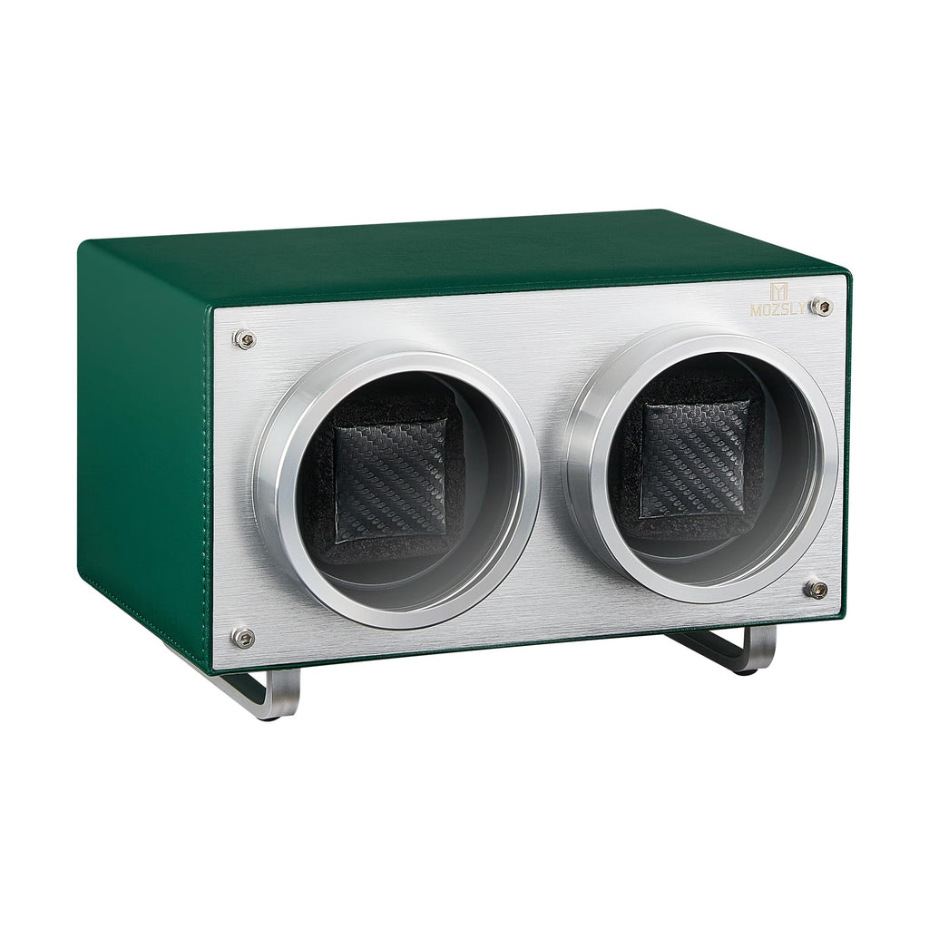 MOZSLY Double Watch Winder for Automatic Watches with Quiet Motor 12 Rotation Mode Setting AC Adapter or Battery Powered PU Leather