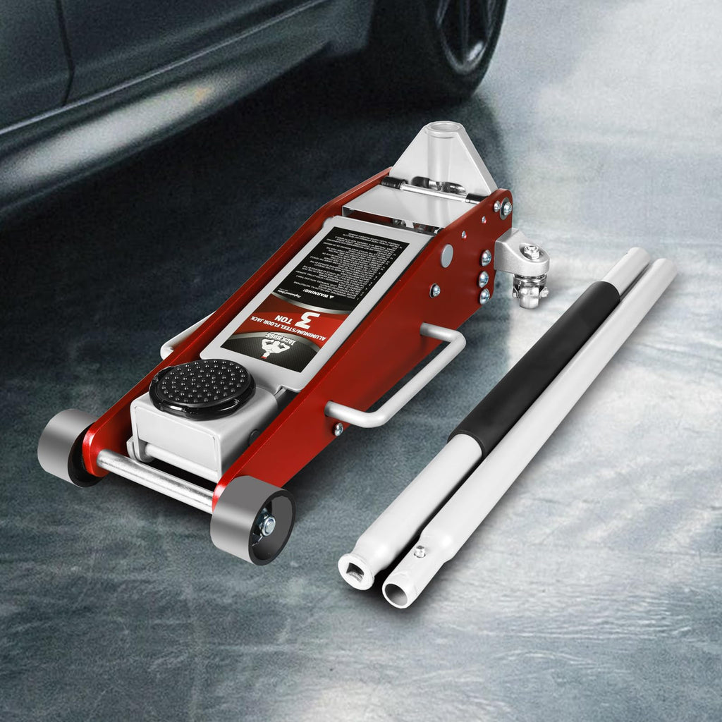 Jack Boss 4 Ton Floor Jack Hydraulic Low Profile Floor Jack with Dual Piston Quick Lift Pump, 4 Ton (8,800 lbs) Capacity, Red