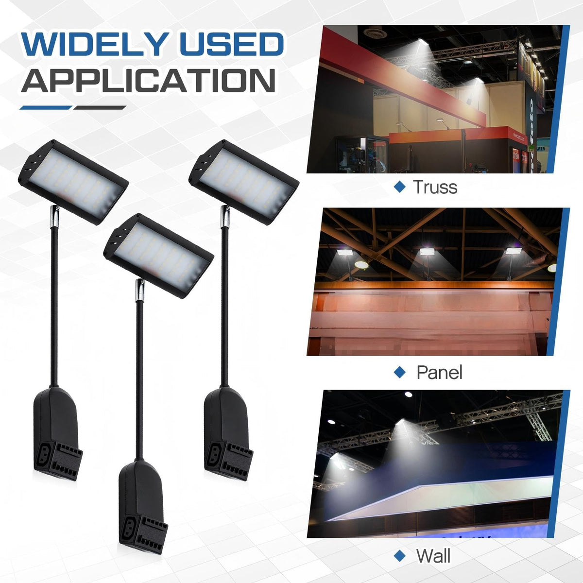 Retisee 4pcs Trade Show LED Booth Lighting Adjustable Arm Lights, Silver
