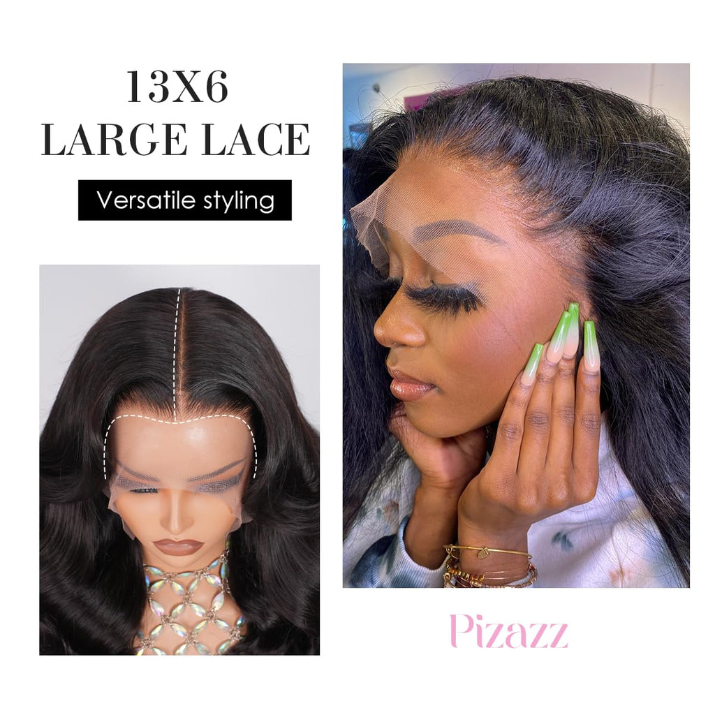 Pizazz 13x6 Body Wave Lace Front Wigs Human Hair Pre Plucked Bleached Knots