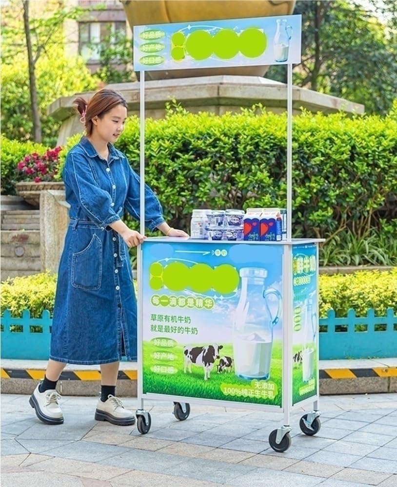 Mobile Portable Promotion Counter Table, Display Exhibition Counter Stand Booth Fair with Wall, Foldable Podium with Storage Rack/Carrying Bag