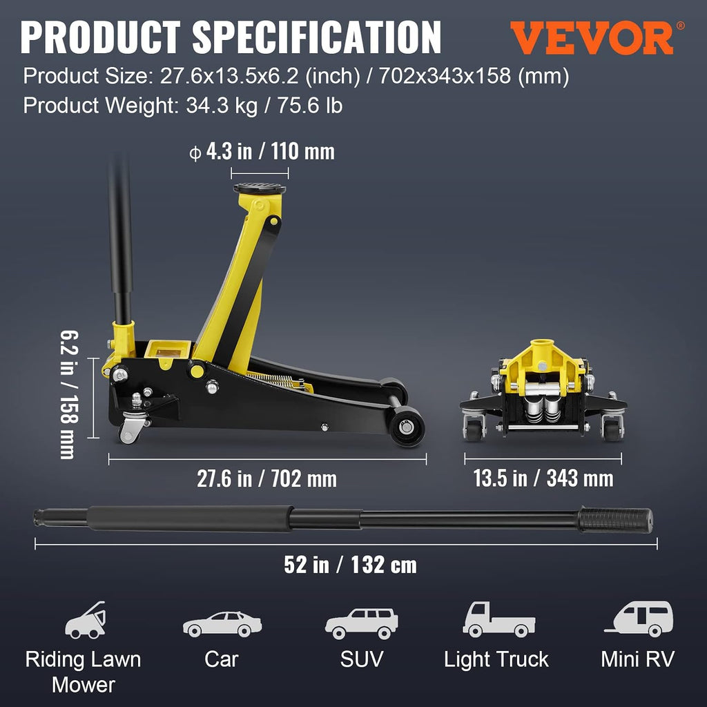 VEVOR 3 Ton Low Profile Floor Jack
