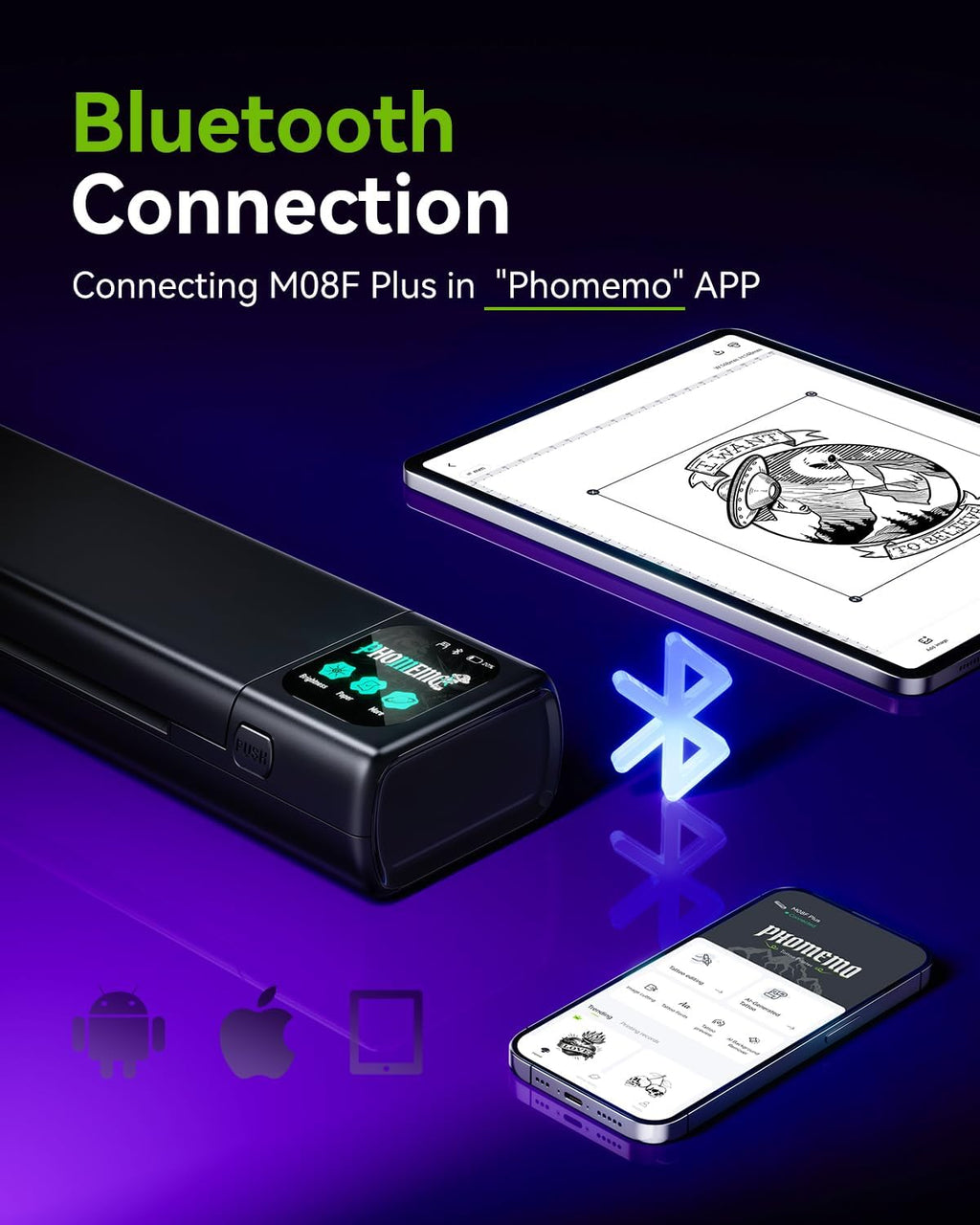 Phomemo M08F Plus Touchscreen Tattoo Stencil Printer, Bluetooth, Thermal
