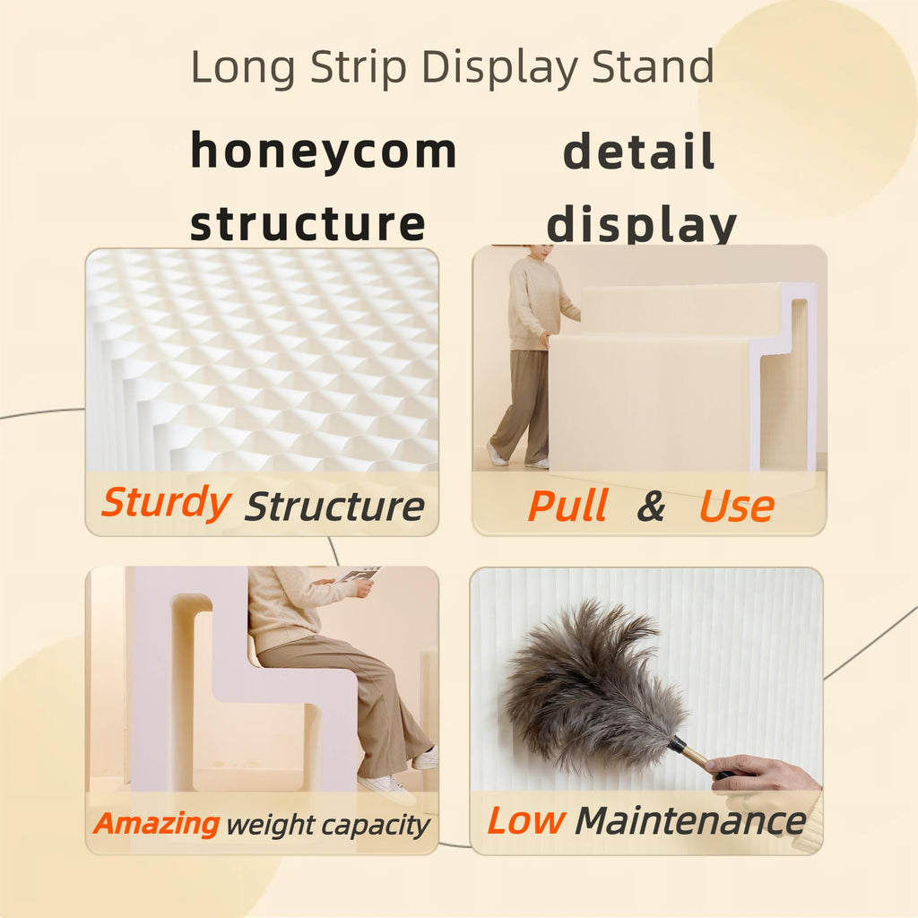 Portable Foldable Paper Display Stand, Pop Up Accordion Counter Shelf, Multi-Tier Exhibition Rack for Trade Shows, Craft Fairs & Retail Displays (L118.1 W25.2 H38.6)