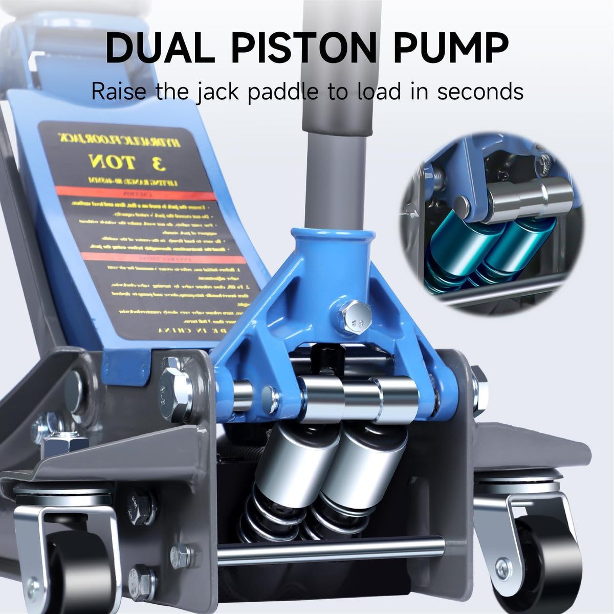 Larbanke 3 Ton Hydraulic 2.87"-19.69" Floor Jack,Dual Piston