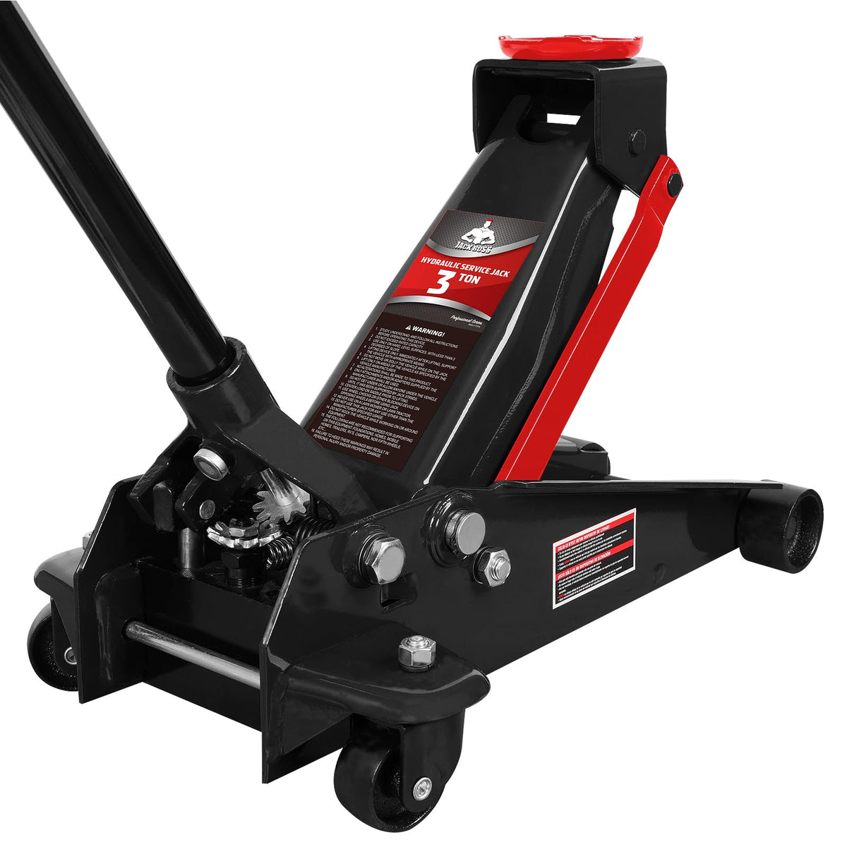 Jack Boss 4 Ton Floor Jack Hydraulic Low Profile Floor Jack with Dual Piston Quick Lift Pump, 4 Ton (8,800 lbs) Capacity, Red