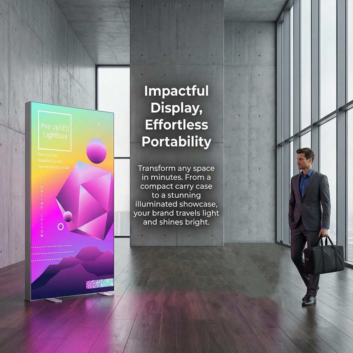 Custom Backlit Banner Stand Folding Pop Up LED Fabric Lightbox