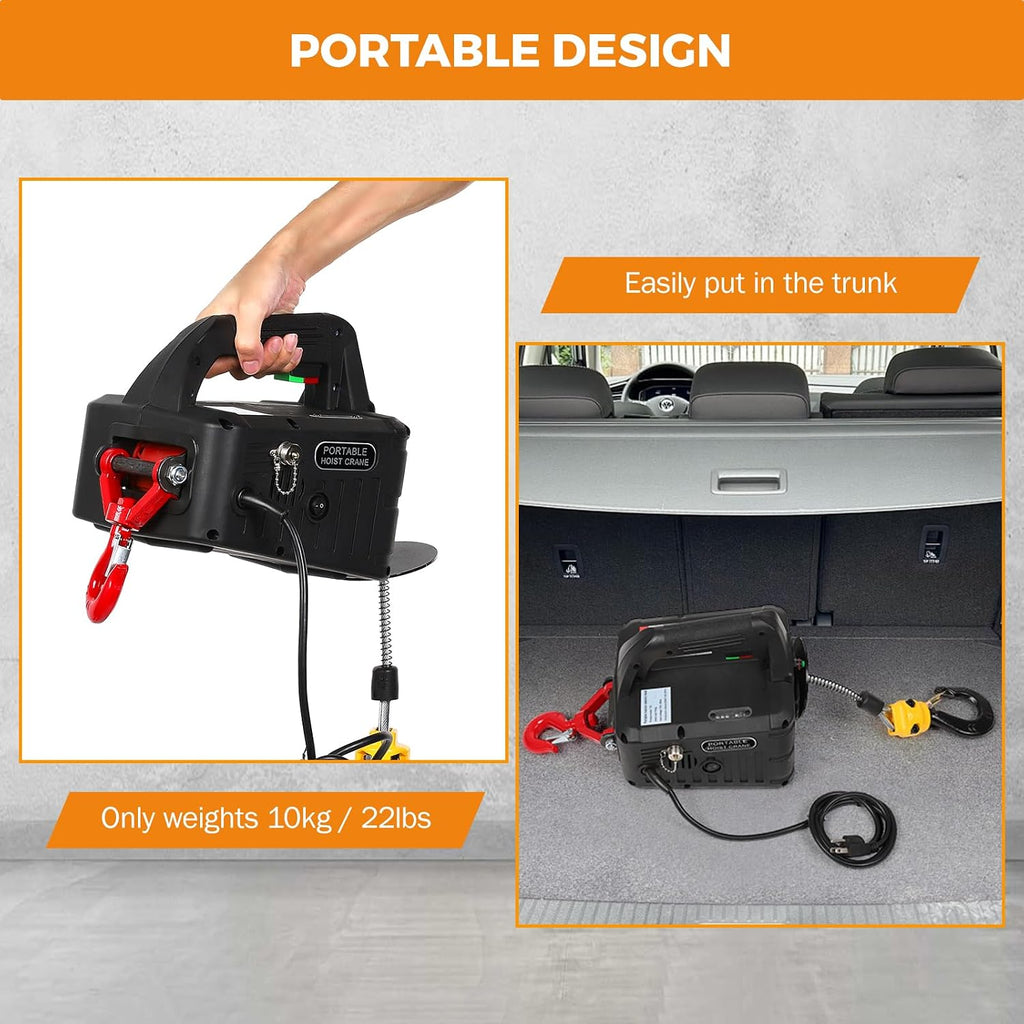 BEAMNOVA 3-in-1 Portable 1543lbs Electric Hoist Wireless Remote Control