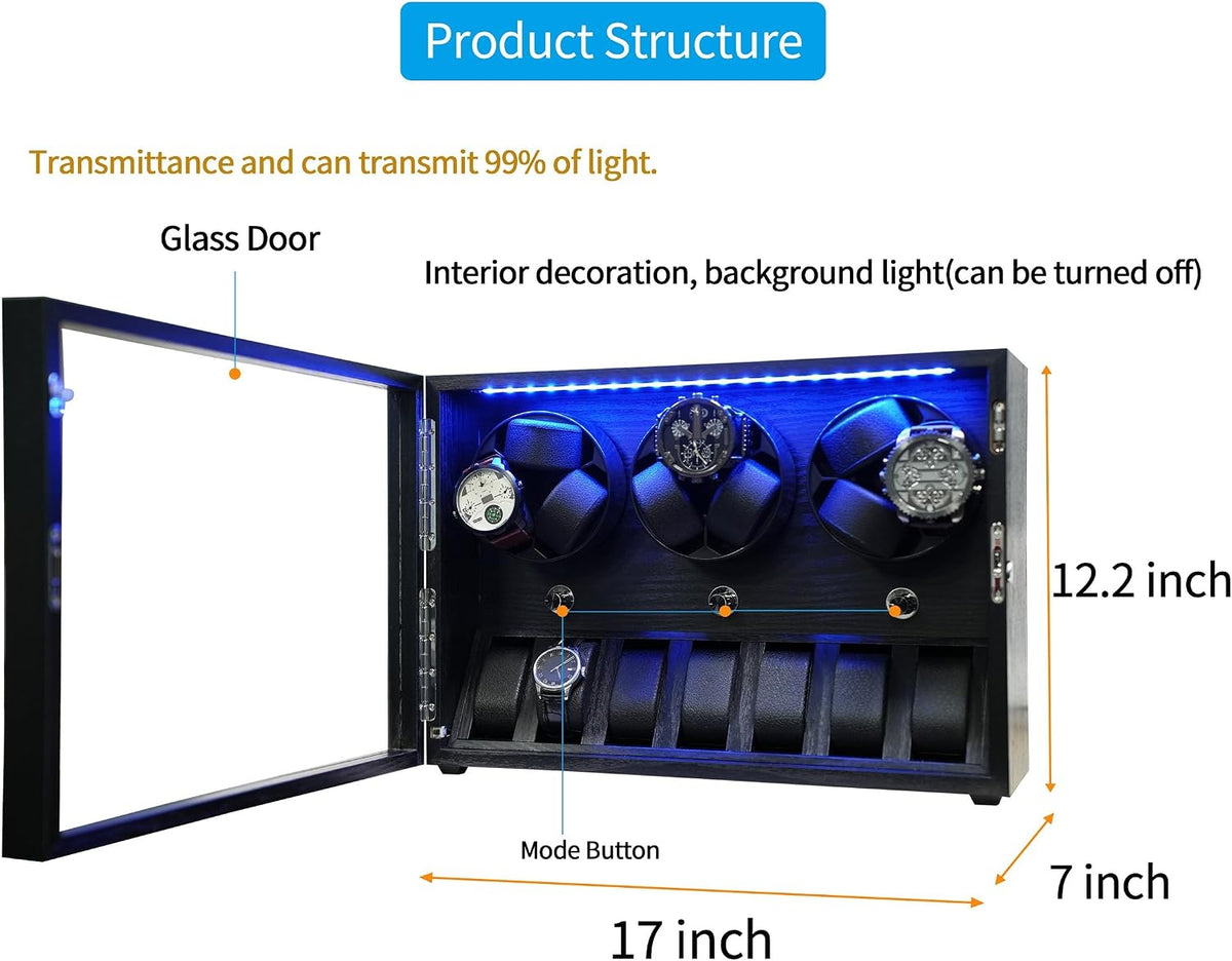 Oryx Watch Winder for 4/6/9/12 Automatic Watches, Rotating Watch Case