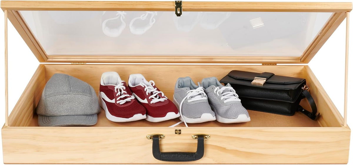 SSWBasics 36-Inch Portable Natural Pine Wood Countertop Display Case - Showcase Your Items in Style with a 24" W x 36" L x 4" D Elegant and Versatile Display Box