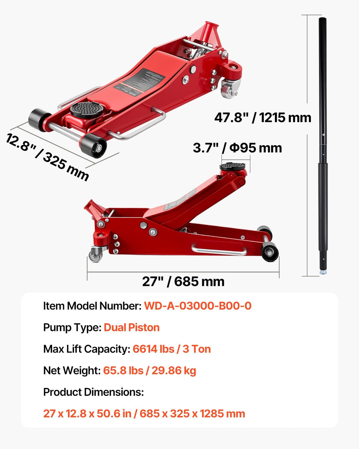 VEVOR 3 Ton Low Profile Floor Jack