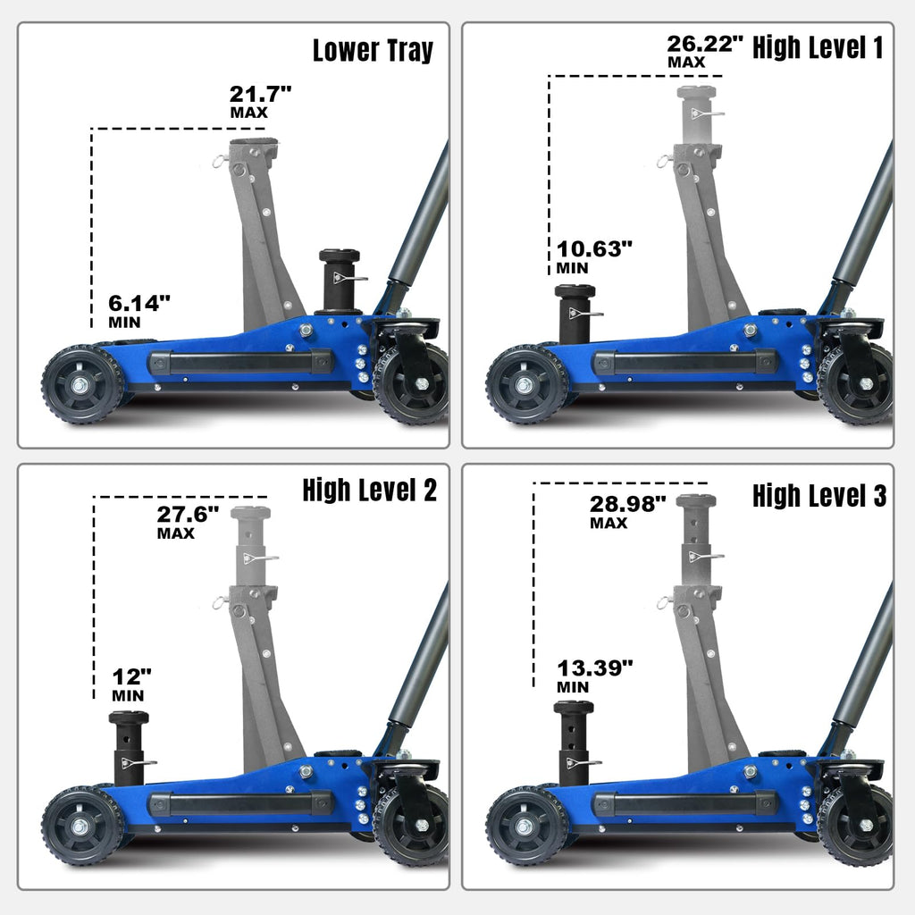 Jack Boss 4 Ton Floor Jack Hydraulic Low Profile Floor Jack with Dual Piston Quick Lift Pump, 4 Ton (8,800 lbs) Capacity, Red