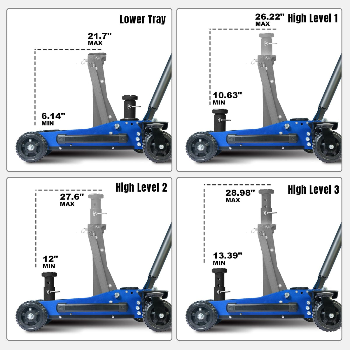 Jack Boss 4 Ton Floor Jack Hydraulic Low Profile Floor Jack with Dual Piston Quick Lift Pump, 4 Ton (8,800 lbs) Capacity, Red