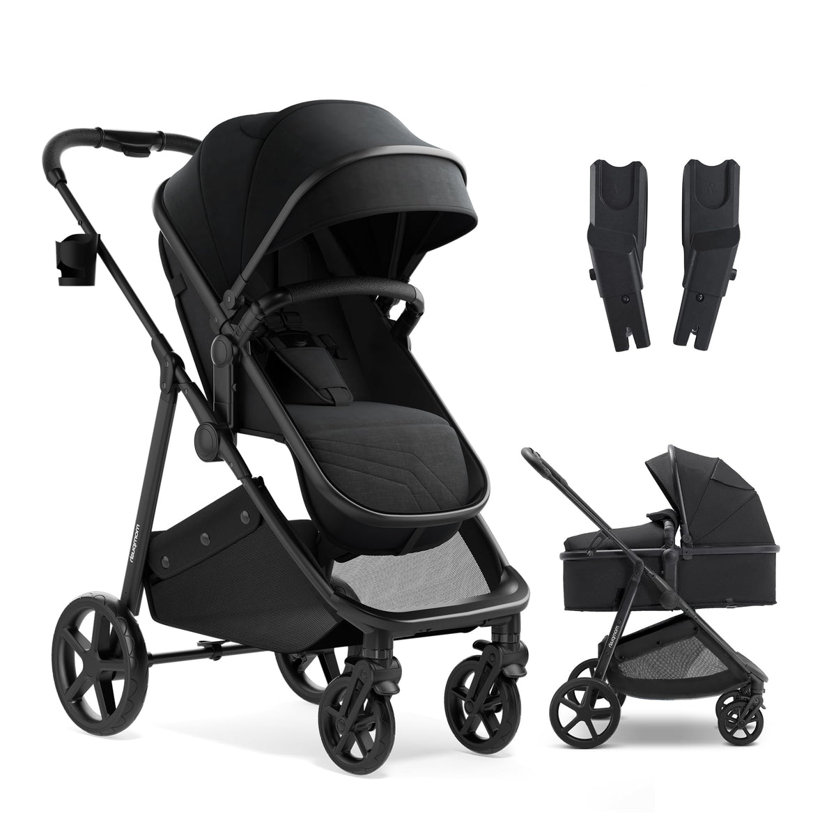 Mompush Wiz 2-in-1 Bassinet Stroller Reversible Seat, One-Hand Fold, Sage