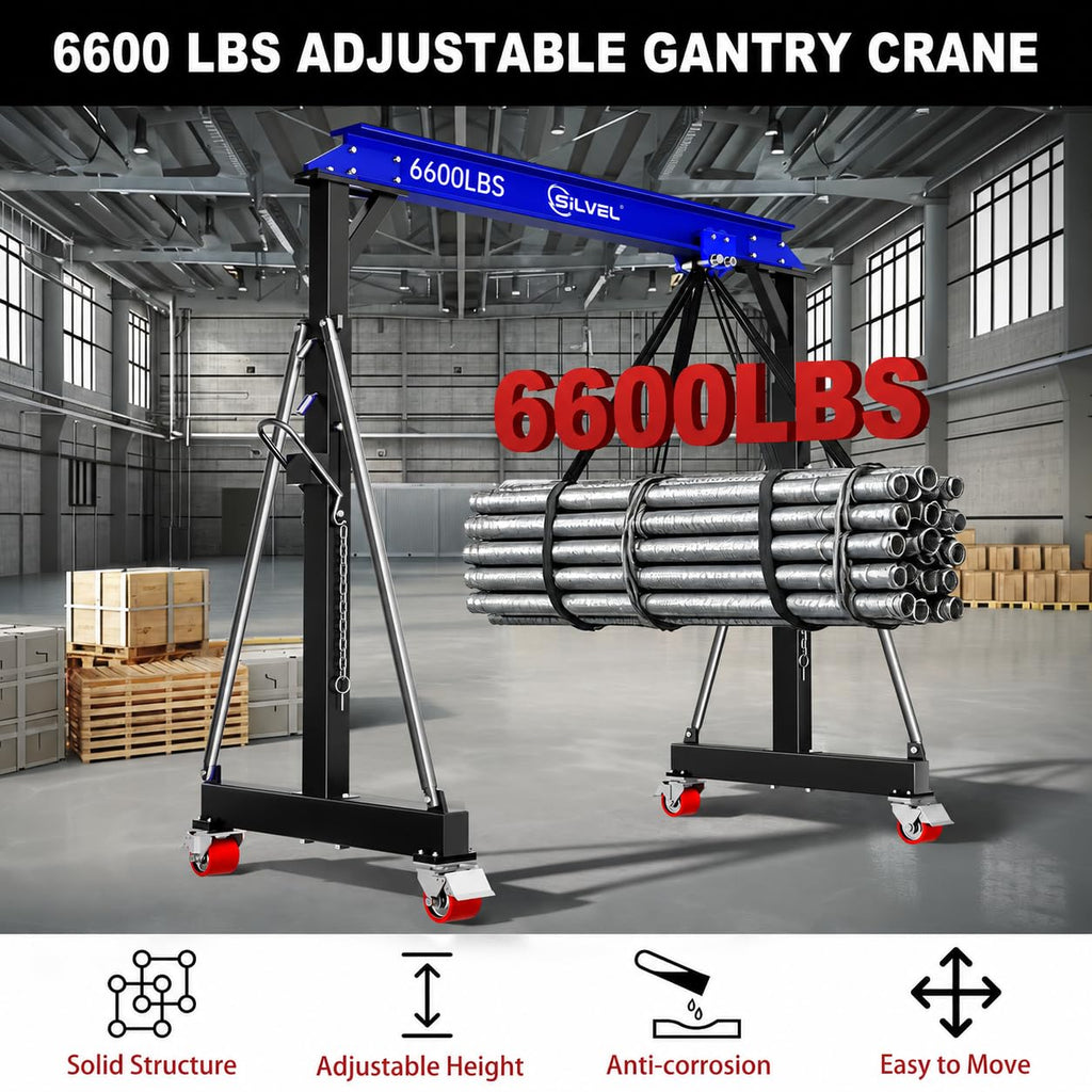 SILVEL 3 Ton 6600Lbs Gantry Crane for Factories, Warehouses, Garage, Blue