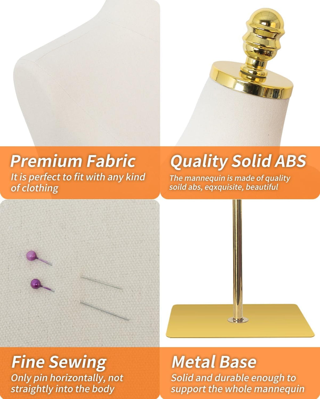 Mannequin Torso Dress Form 40.55-73.23 Inch Height Adjustable Female Model Display Mannequin Body with Metal Bracket and Rectangular Base for Sewing Dressmakers Dress Jewelry Display, Beige