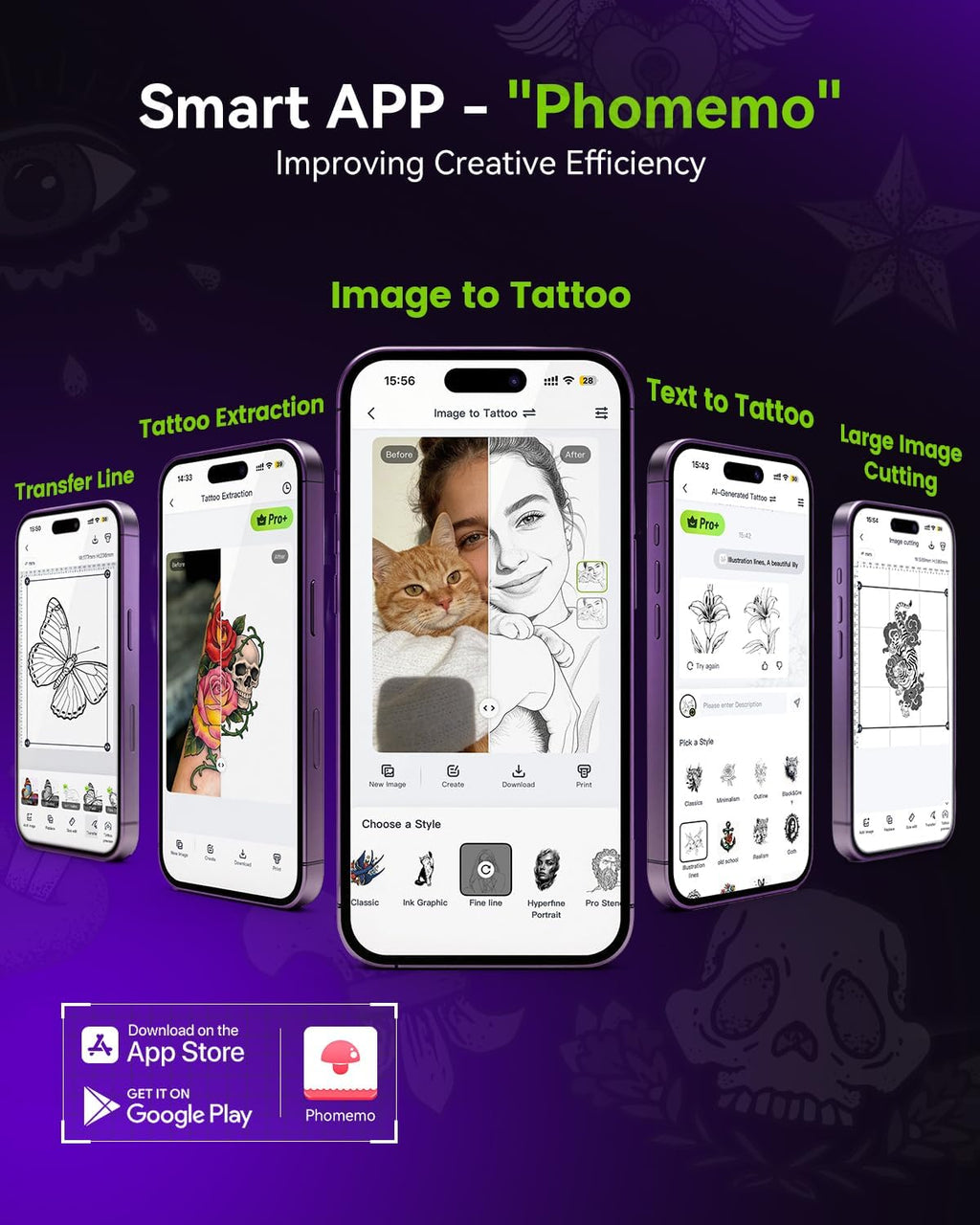 Phomemo M08F Plus Touchscreen Tattoo Stencil Printer, Bluetooth, Thermal