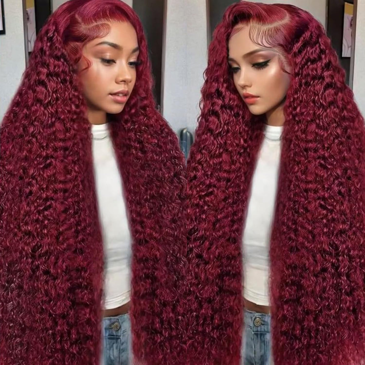 Nsvnsv 30 Inch 13x6 Deep Wave Lace Front Wigs Human Hair HD Full Lace Frontal Wigs Pre Plucked Bleached Knots 180% Density Deep Curly Human Hair Wig Natural Color