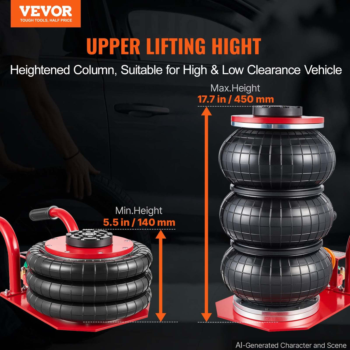 VEVOR Triple Bag Air Jack, 5 Ton/11000 lbs