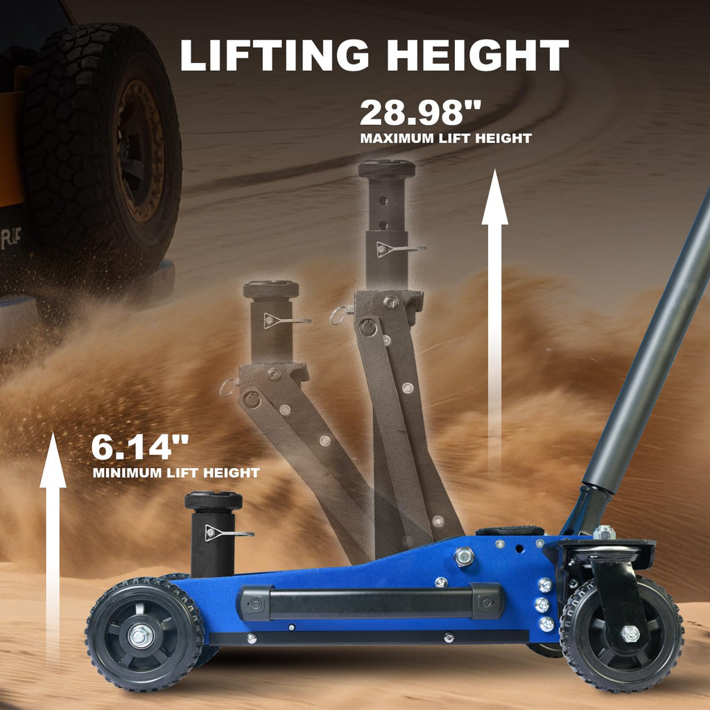 Jack Boss 4 Ton Floor Jack Hydraulic Low Profile Floor Jack with Dual Piston Quick Lift Pump, 4 Ton (8,800 lbs) Capacity, Red