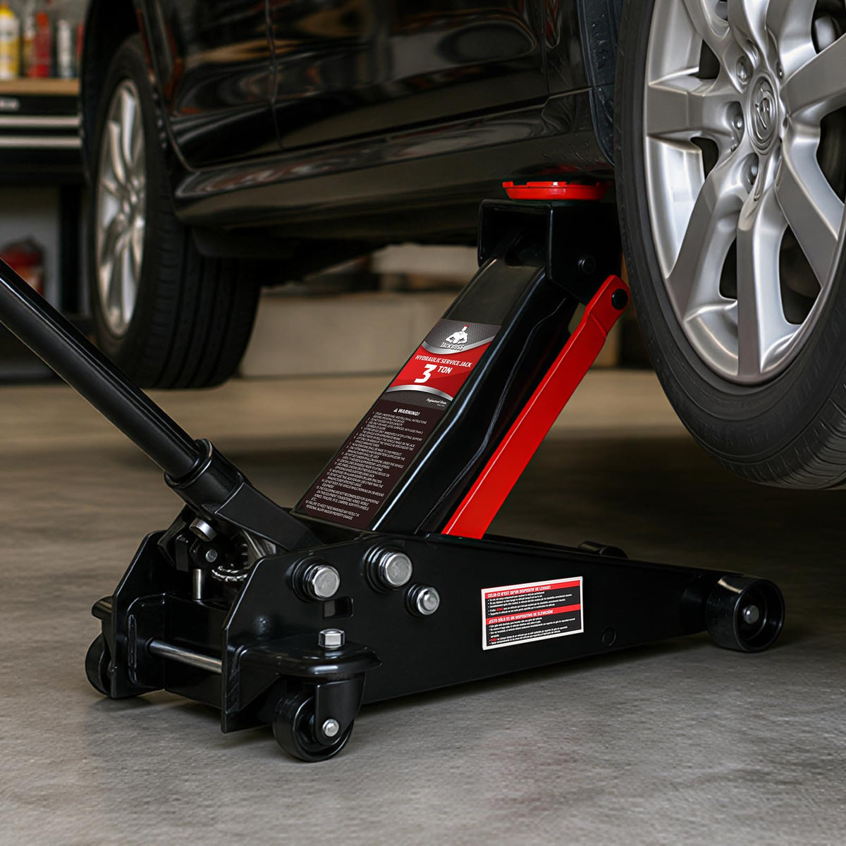 Jack Boss 4 Ton Floor Jack Hydraulic Low Profile Floor Jack with Dual Piston Quick Lift Pump, 4 Ton (8,800 lbs) Capacity, Red
