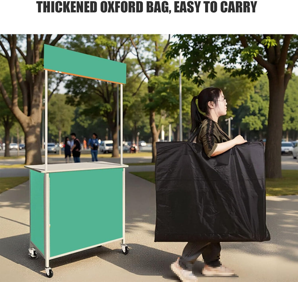 Mobile Portable Promotion Counter Table, Folding Retail Reception Event Front Desk Podium Table Exhibition Speech Stand,Supermarket Tasting Desk Booth Kiosk Trade Advertising Display Banner Stand