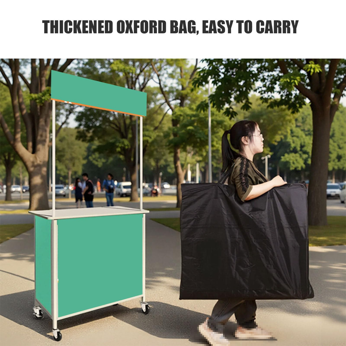 Mobile Portable Promotion Counter Table, Folding Retail Reception Event Front Desk Podium Table Exhibition Speech Stand,Supermarket Tasting Desk Booth Kiosk Trade Advertising Display Banner Stand
