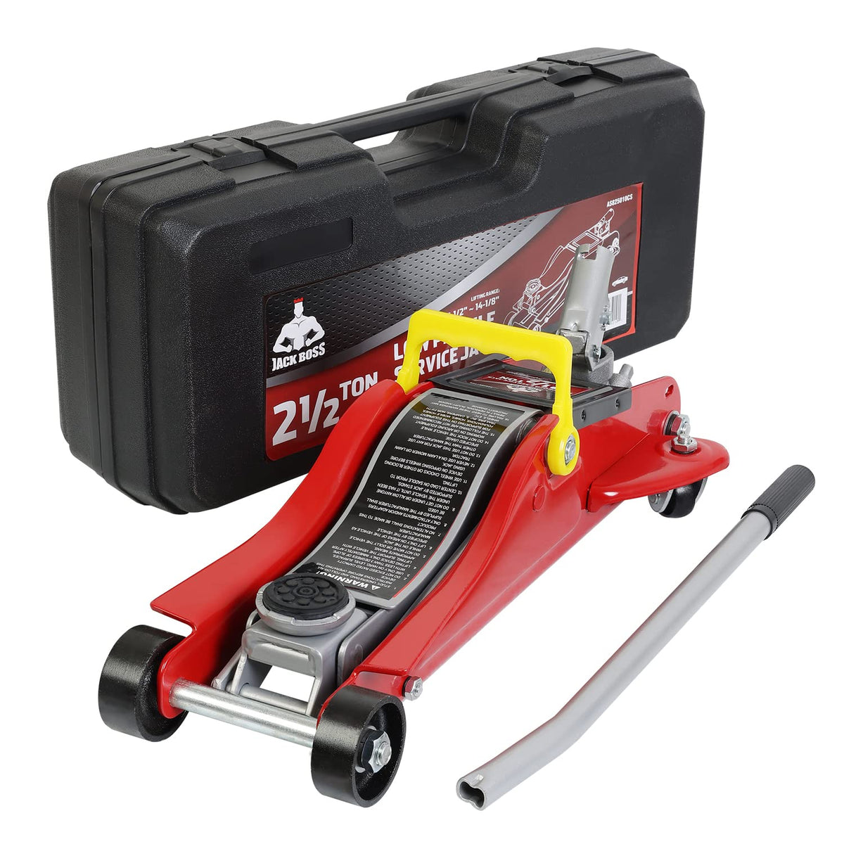Jack Boss 4 Ton Floor Jack Hydraulic Low Profile Floor Jack with Dual Piston Quick Lift Pump, 4 Ton (8,800 lbs) Capacity, Red