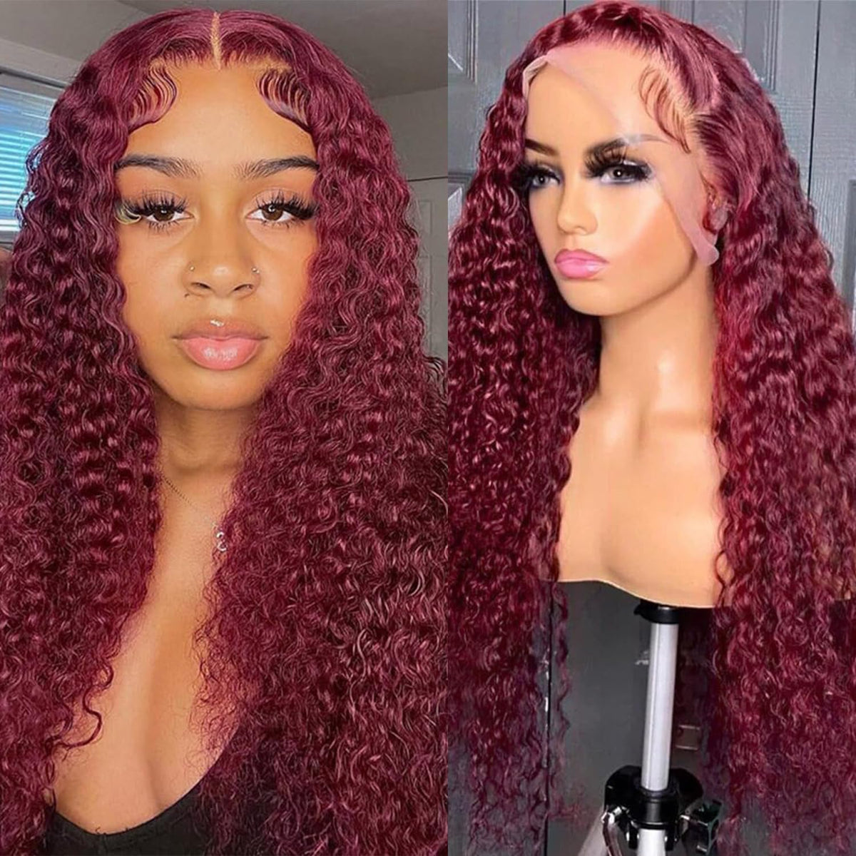 Nsvnsv 30 Inch 13x6 Deep Wave Lace Front Wigs Human Hair HD Full Lace Frontal Wigs Pre Plucked Bleached Knots 180% Density Deep Curly Human Hair Wig Natural Color