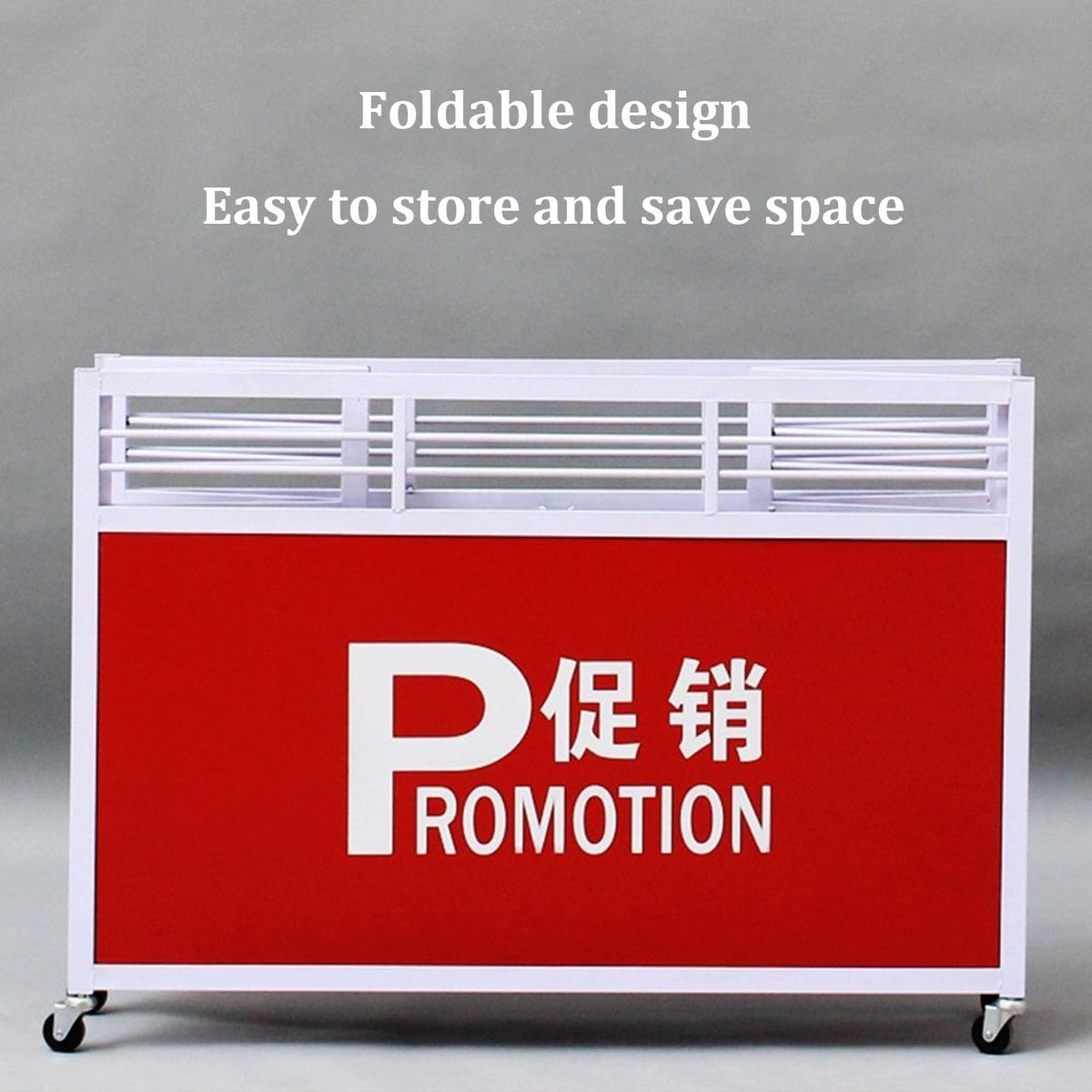 Mobile Portable Promotion Counter Tableï¼trade Show Podium Table Display Exhibition Counter Standï¼supermarket Demo Metal Display Banner Stand Reception Event Desk ï¼multi-purpose Flower Shelf