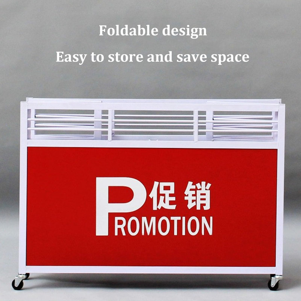 Mobile Portable Promotion Counter Tableï¼trade Show Podium Table Display Exhibition Counter Standï¼supermarket Demo Metal Display Banner Stand Reception Event Desk ï¼multi-purpose Flower Shelf