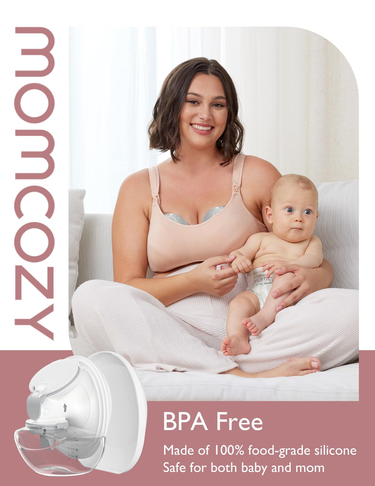 Momcozy Breast Pump Hands-Free Upgraded Mobile Flow M9 24mm, 2Pcs Cozy Red