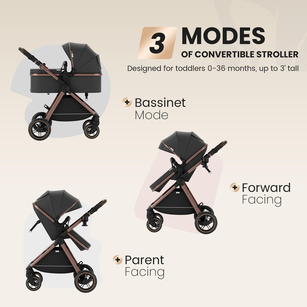 Accombe 2-in-1 Convertible Baby Stroller for Newborn to Toddler