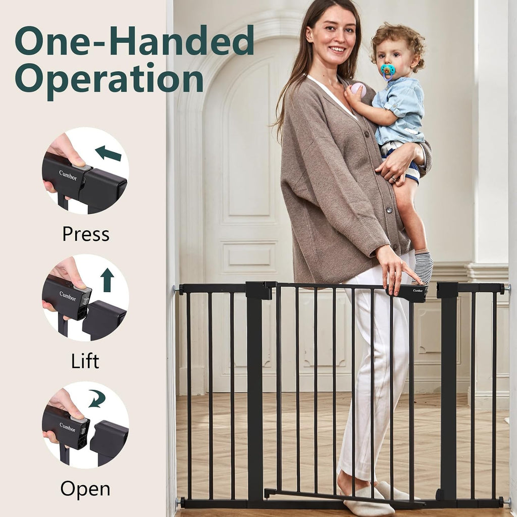 Cumbor 30-46" Baby Gate for Stairs, Auto Close Dog Gate for the House Black
