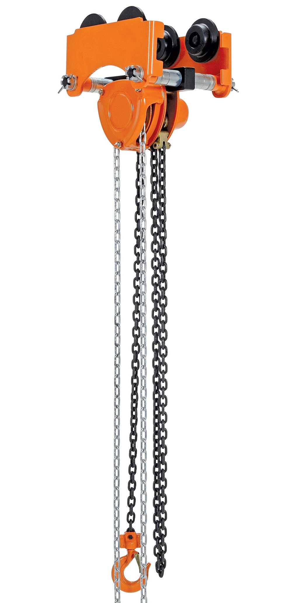 Vestil LOW-2P Steel Low Headroom Chain Hoist Push Trolley 12 In. x 10-1/2 In. x 10 In. 2,000 Lb. Capacity Orange