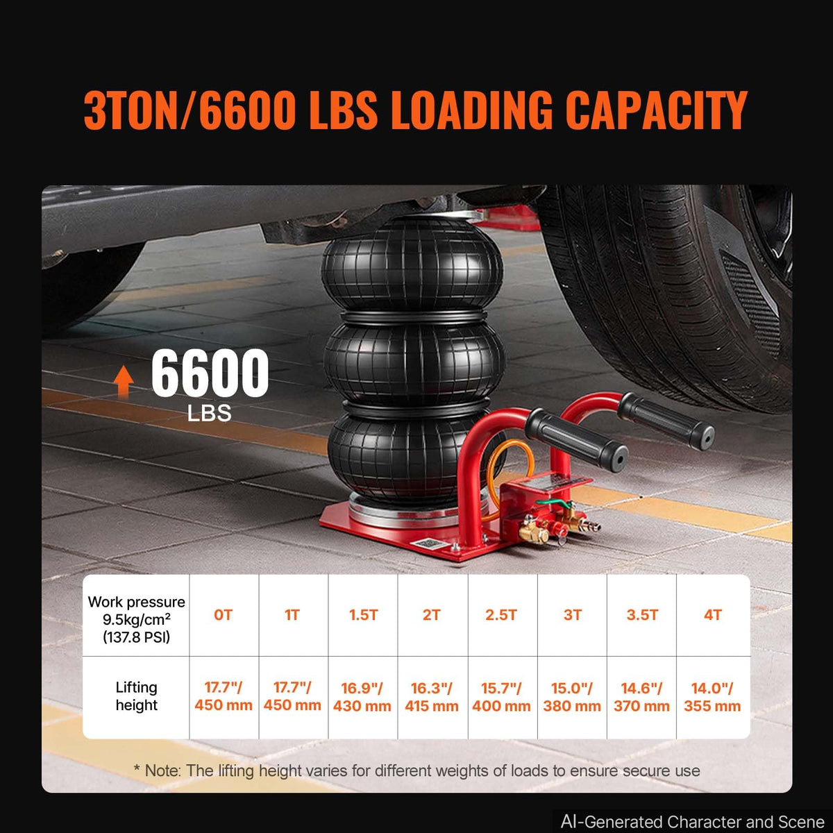 VEVOR Triple Bag Air Jack, 5 Ton/11000 lbs