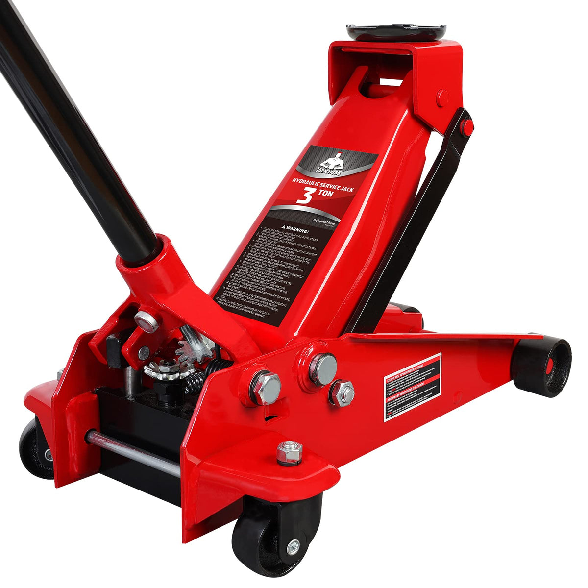 Jack Boss 4 Ton Floor Jack Hydraulic Low Profile Floor Jack with Dual Piston Quick Lift Pump, 4 Ton (8,800 lbs) Capacity, Red