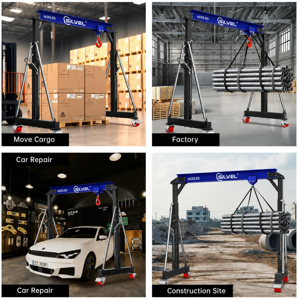 SILVEL 3 Ton 6600Lbs Gantry Crane for Factories, Warehouses, Garage, Blue