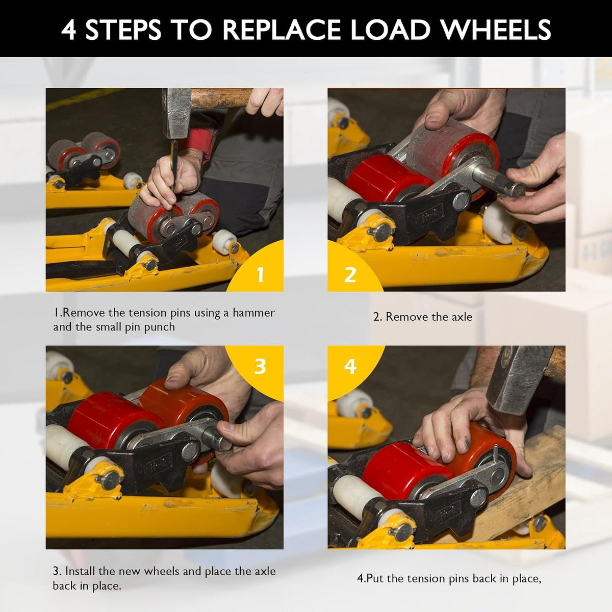 Pallet Jack/Truck Wheels Kit for Most Hand Pallet Jacks- Complete Set!