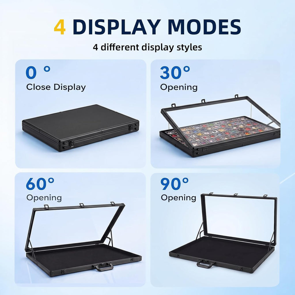 Trade Card Show Display Case, Large Aluminum Lockable Trading Show Display Case and Handle,Portable Trading with Lock for Collectibles, Sports Graded Cards TCG Craft Jewelry (Black, 32*22 in)