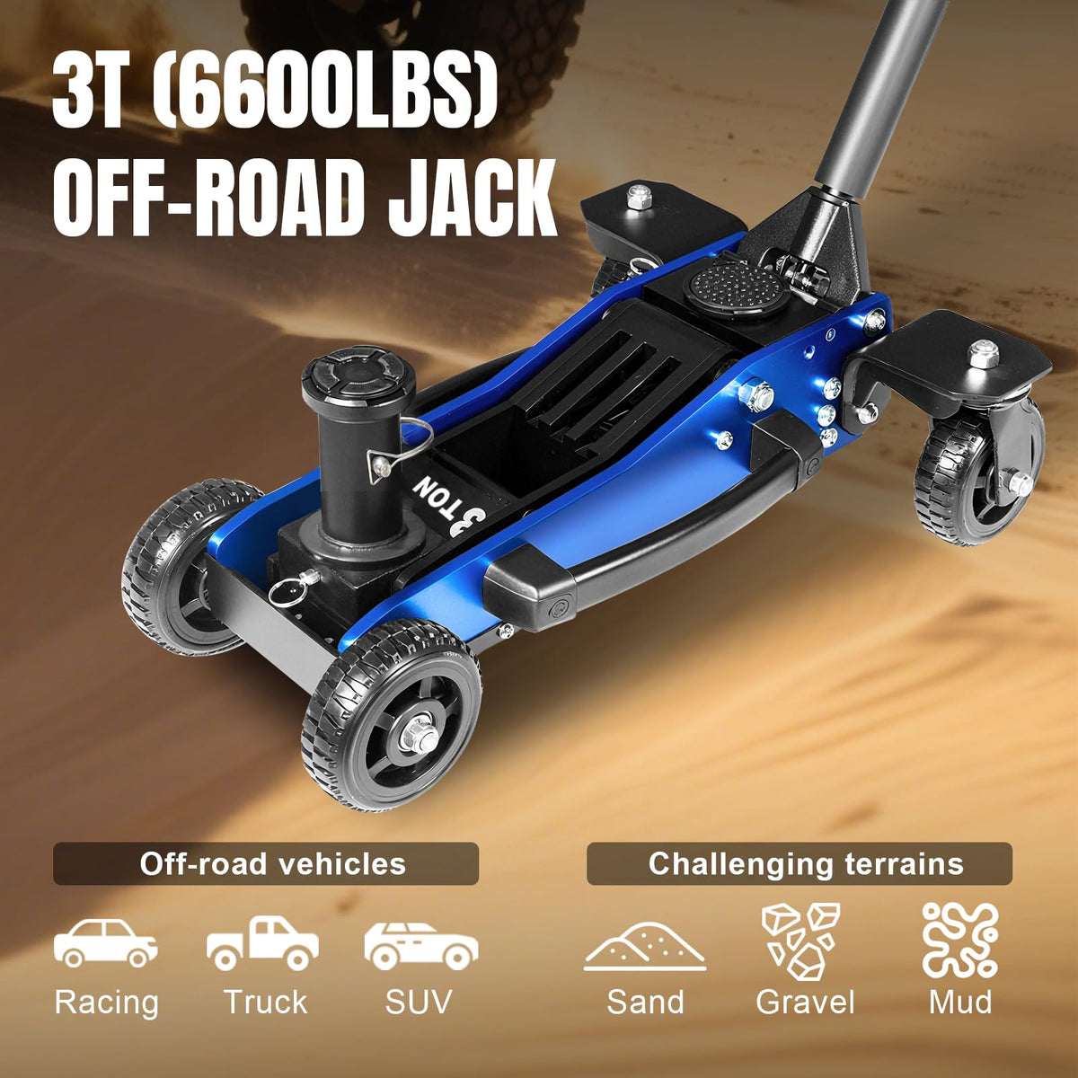 Jack Boss 4 Ton Floor Jack Hydraulic Low Profile Floor Jack with Dual Piston Quick Lift Pump, 4 Ton (8,800 lbs) Capacity, Red