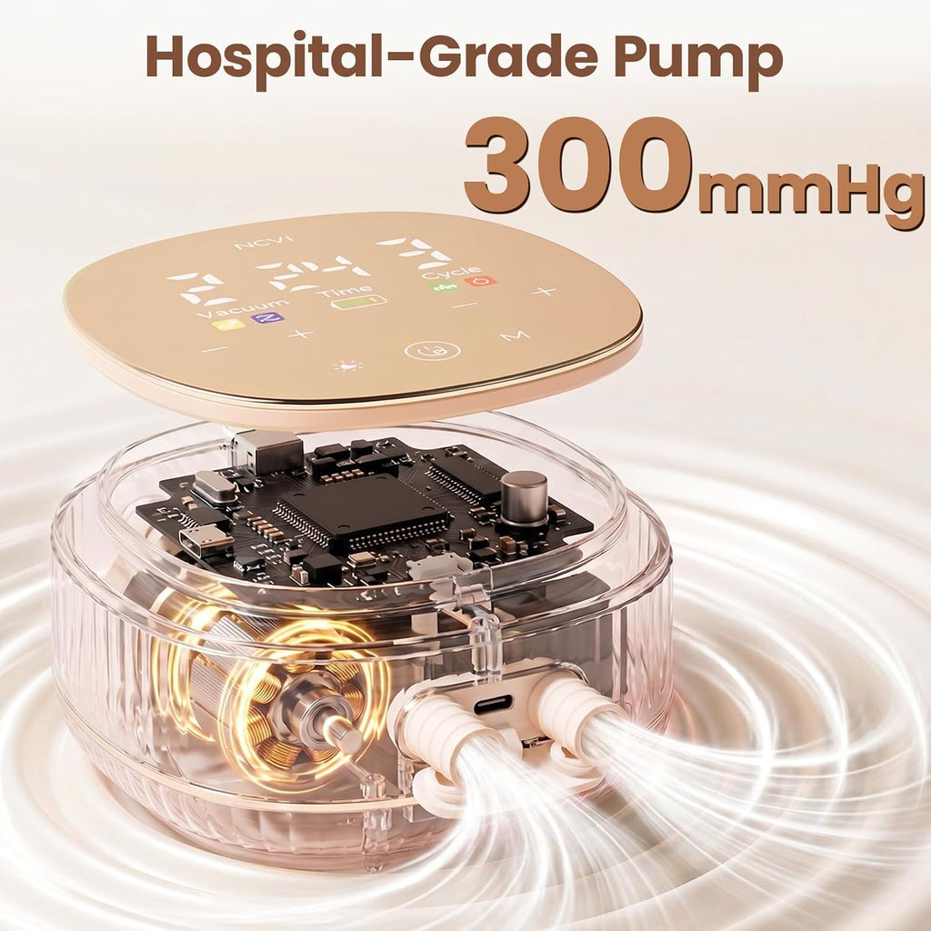 NCVI Electric Breast Pump, 2-in-1 Wearable & Bottle Cups, 4 Modes 9 Levels