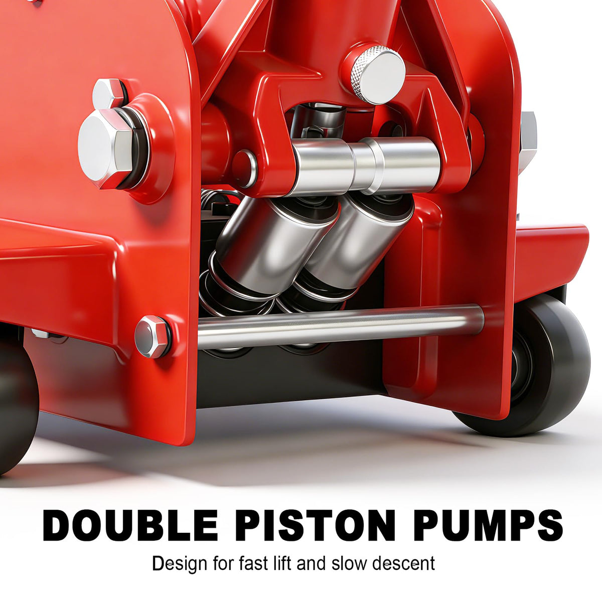 Jack Boss 4 Ton Floor Jack Hydraulic Low Profile Floor Jack with Dual Piston Quick Lift Pump, 4 Ton (8,800 lbs) Capacity, Red