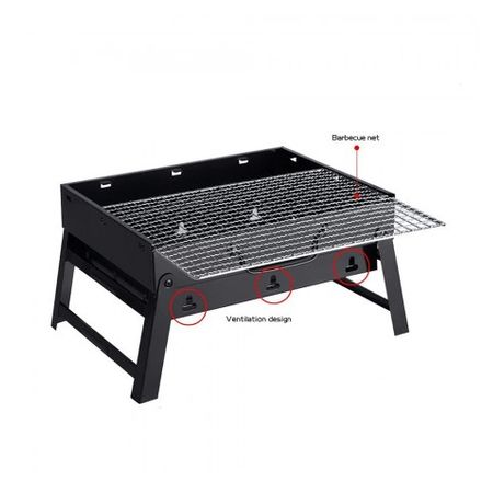 Przenośny składany grill węglowy z rusztem 43x29x20cm