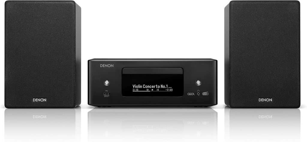 Denon CEOL N-12DAB kompaktowy zestaw, wzmacniacz HiFi z głośnikami, odtwarzacz CD, strumieniowe przesyłanie muzyki, HEOS Multiroom, Bluetooth, WLAN, AirPlay 2, kompatybilny z Alexą, 2 wejścia