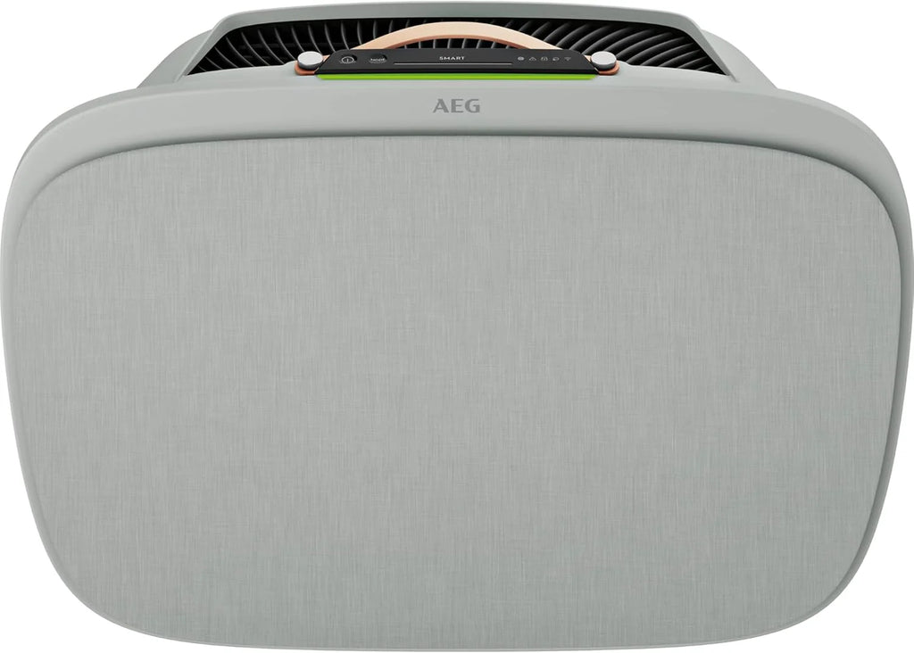 AEG APU72771DG oczyszczacz powietrza, filtr HEPA, eliminuje 99,5% bakterii, pojemność do 70 m2, 3 prędkości, dotykowy, sterowanie głosem, Wi-Fi, czujnik wilgotności/temperatury, filtrowanie 4 etapów,