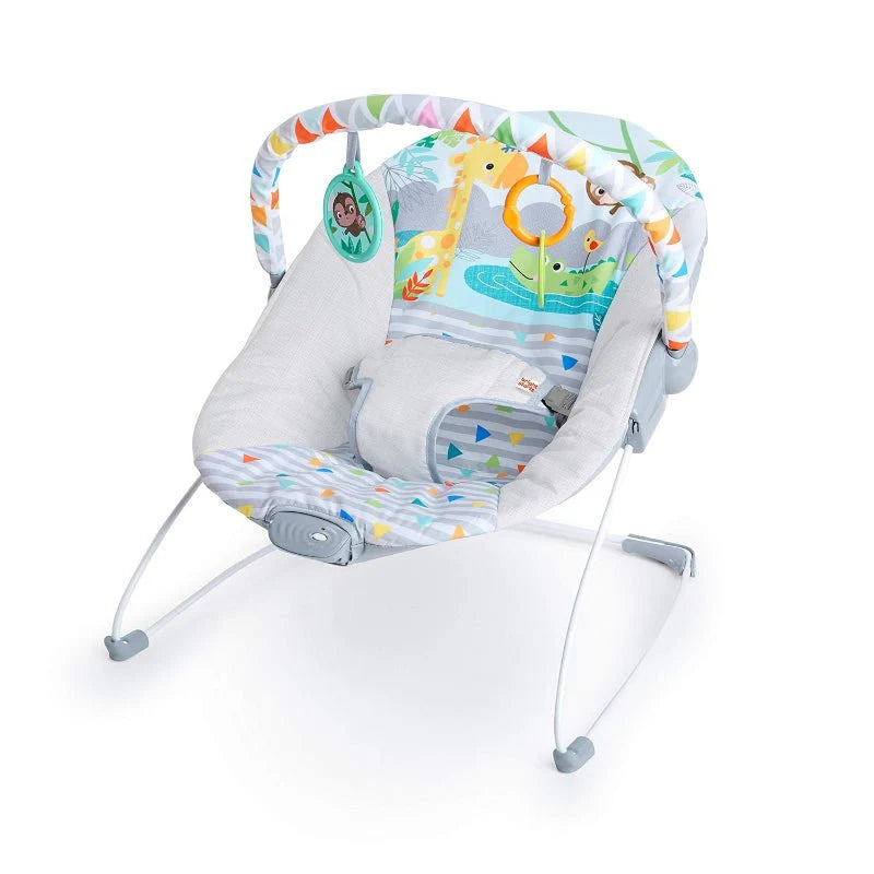 Foldable Baby Bouncer with Deep Supportive Seat, Vibration, and 2 Toys
