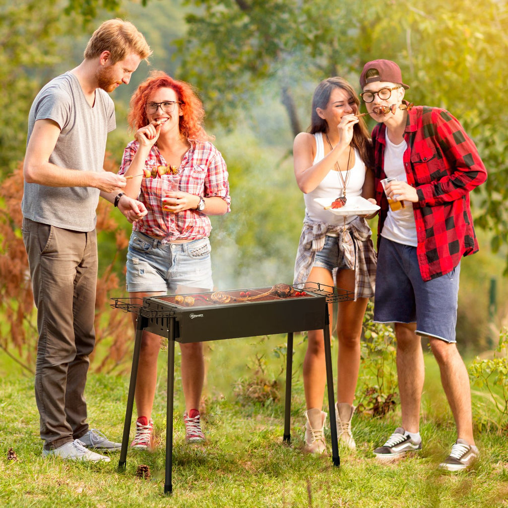 Grill węglowy Outsunny, stal nierdzewna, metal, 77x30x70 cm, czarny
