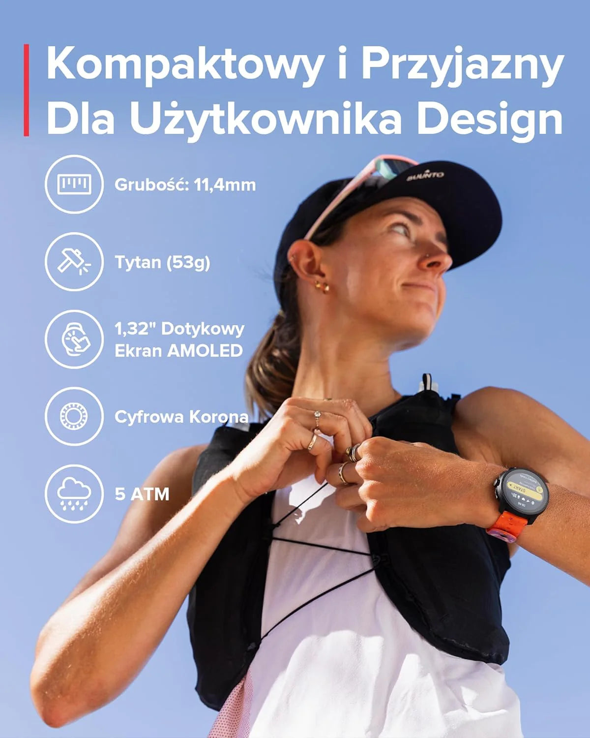SUUNTO Race S Zegarek Biegowy z Ekranem Dotykowym Amoled, Dwuzakresowy Gps Zegarek Sportowy, Śledzenie Hrv i Snu, Plan Treningowy Oparty na Si, Bezpłatne Mapy Offline, Wodoodporność do 50M