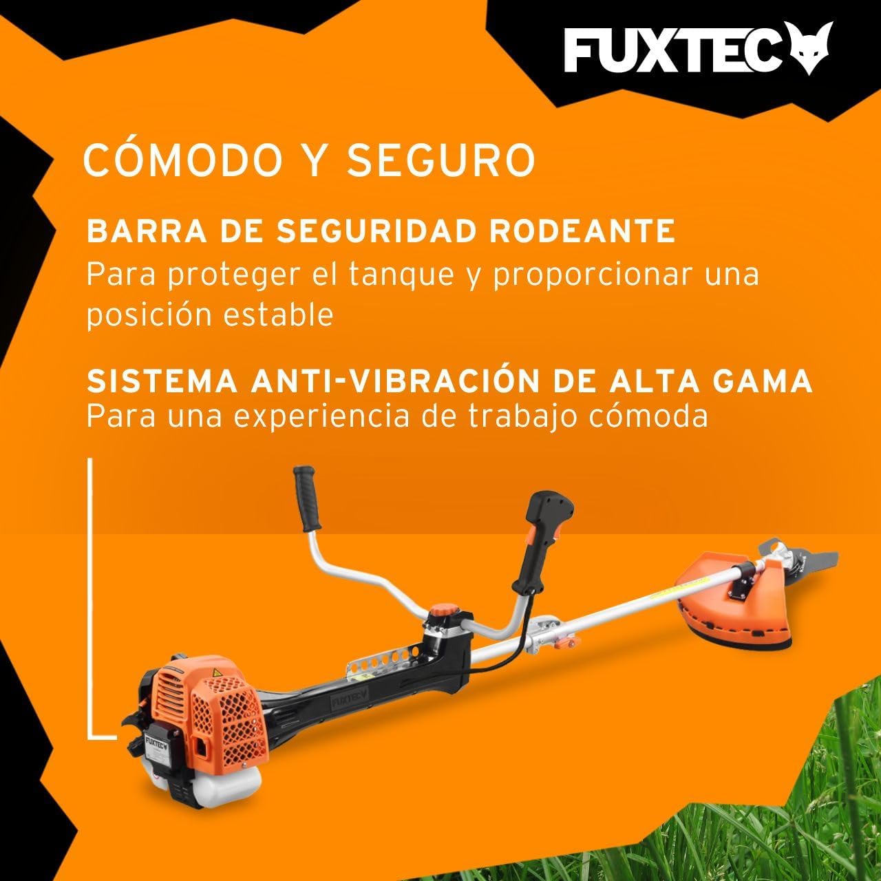 FUXTEC Profesjonalna podkaszarka spalinowa 62 cm3, 3,5 KM, narzędzie wielofunkcyjne 2 w 1, z paskiem na ramię, systemem antywibracyjnym, podkaszarką wielofunkcyjną, silnikiem 2-suwowym